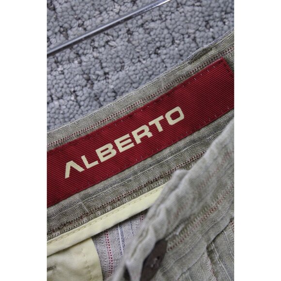 Alberto Pants Mens Size 34x34 Brown Striped Stretch Comfortable Flat Front NWT - Picture 7 of 12